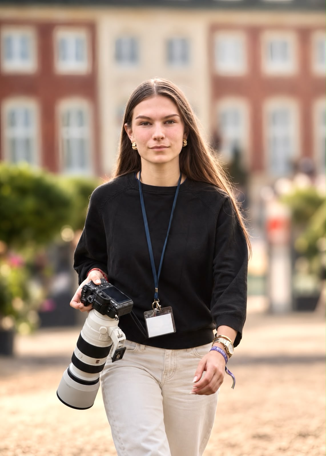 Jara Frintrup mit Kamera bei einem Reitsport-Event